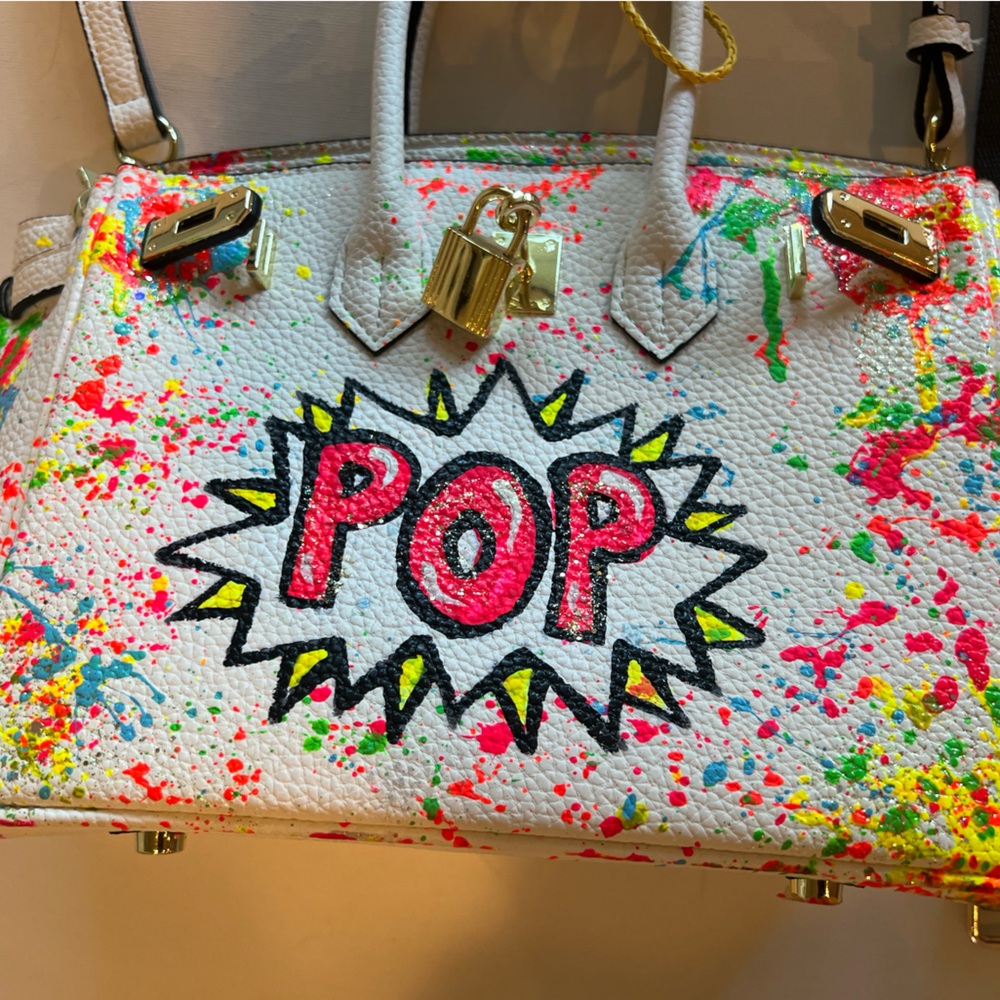 Hand painted “pop” handbag